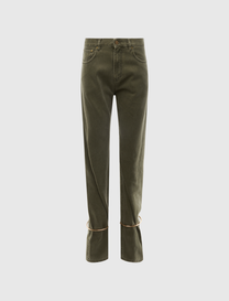 MARION - CUFF ADORNED PIGMENT PLATED STRAIGHT LEG FITTED DENIM